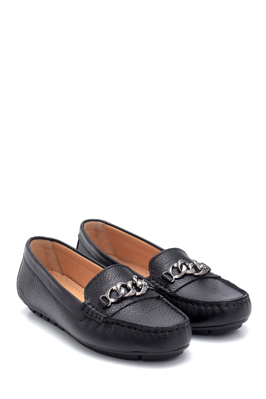 Kadın Deri Zincir Detaylı Loafer