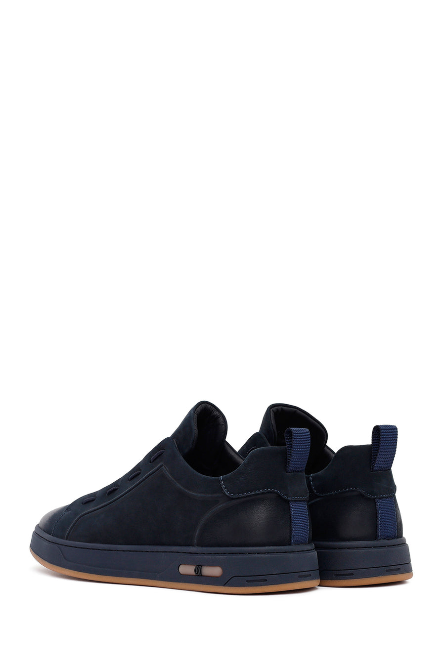 Erkek Lacivert Bağcıklı Nubuk Deri Sneaker