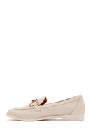 Women's Cream Leather Masculine Loafer | Derimod