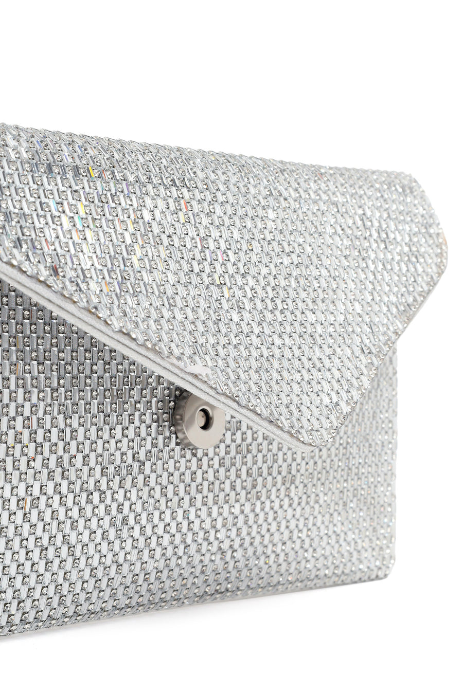 Woman Silver Chain-Strap Stone-Embellished Evening Bag