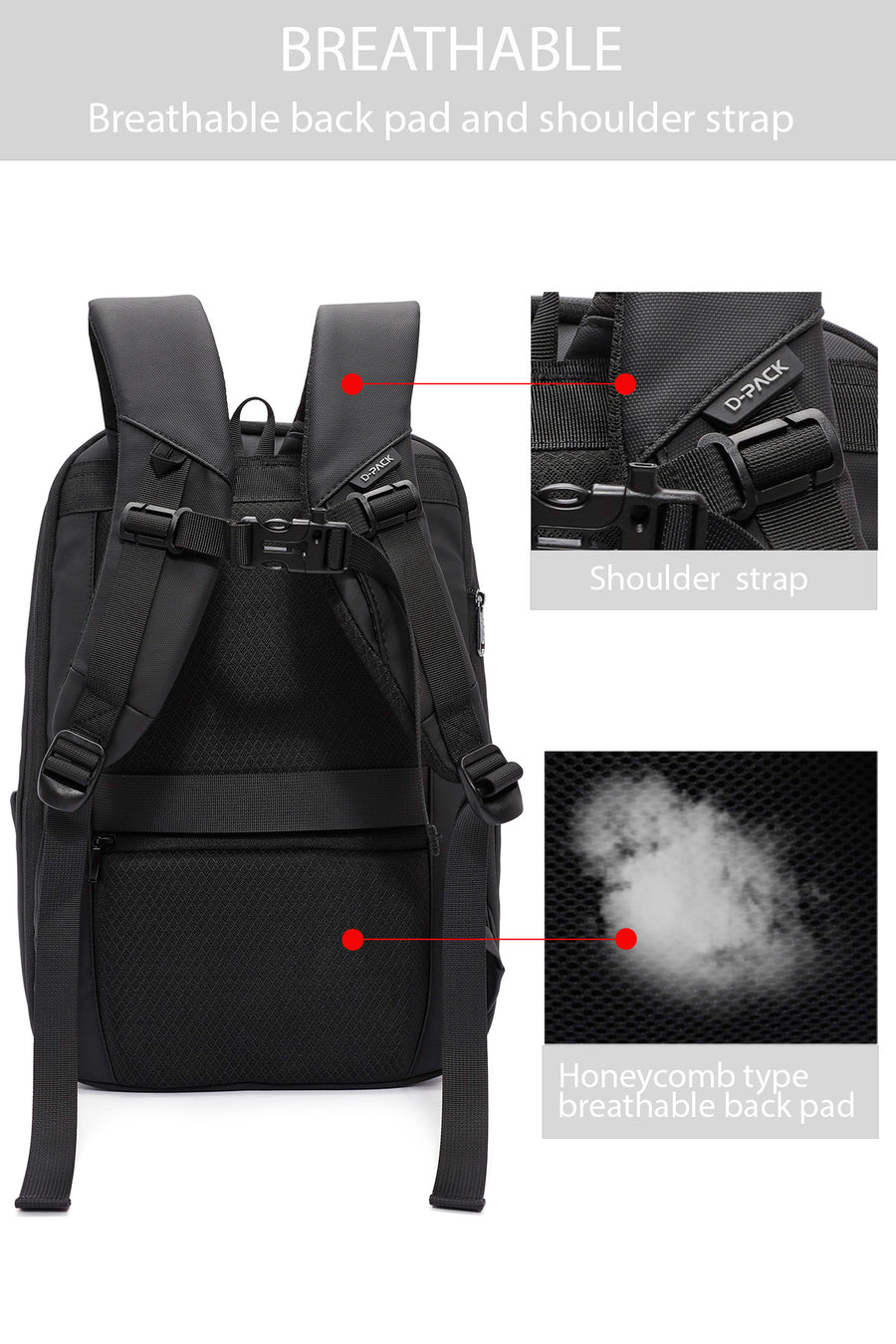 D-Pack Unisex Black Backpack