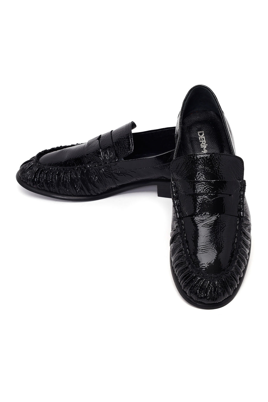 Kadın Siyah Deri Maskülen Loafer