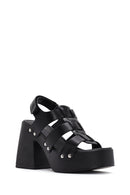 Women's Black Strappy Platform Heeled Sandals | Derimod