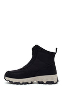 Woman Black Zip Closure Thick-Soled Fabric Boots | Derimod