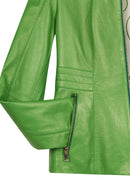 Lydia Woman Green Short Leather Jacket | Derimod
