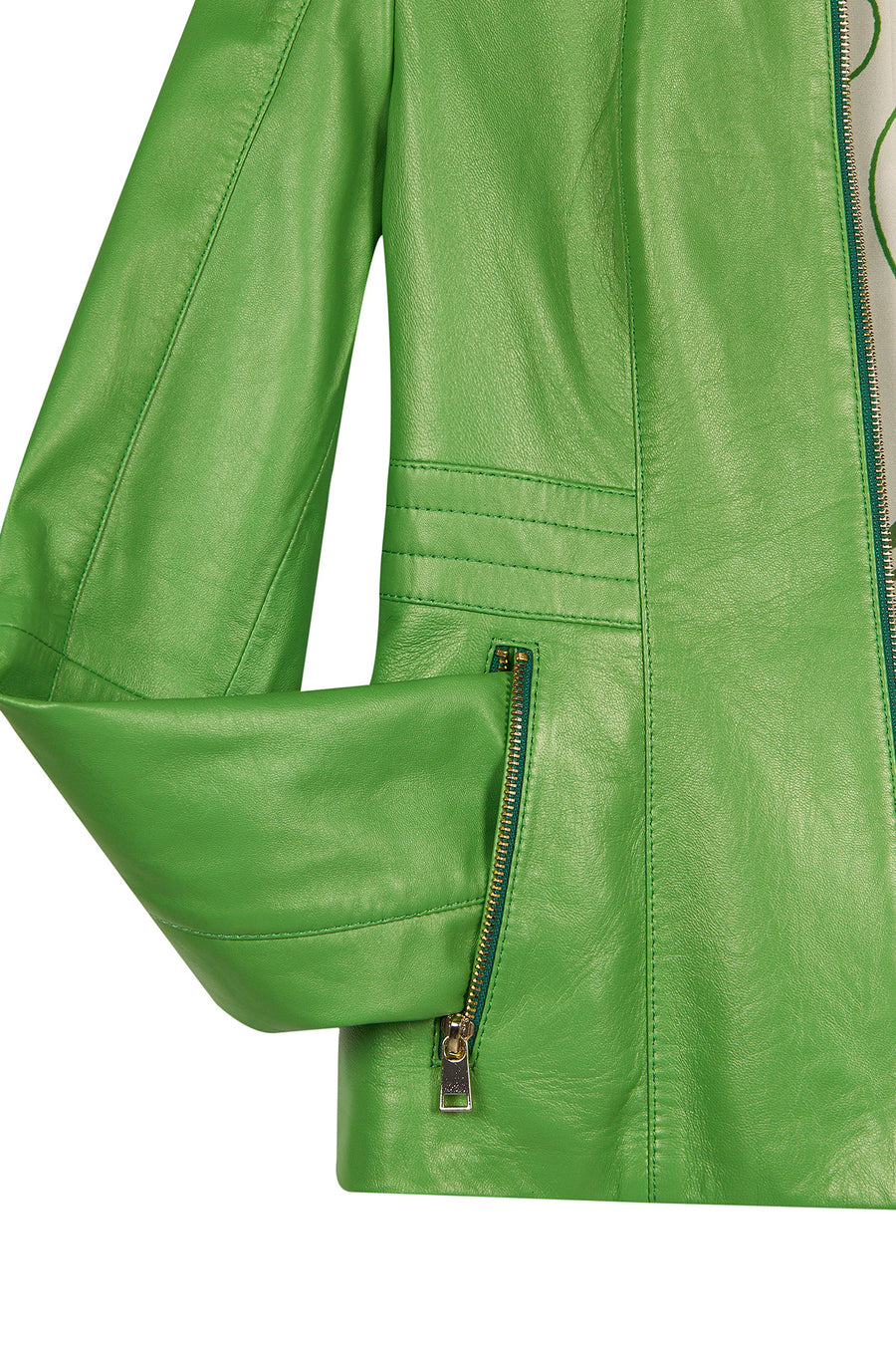 Lydia Woman Green Short Leather Jacket