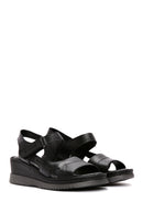 Women's Black Thick Sole Ankle Strap Leather Comfort Sandals | Derimod