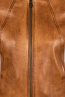 Magic Woman Brown Hooded Short Sport Leather Jacket | Derimod