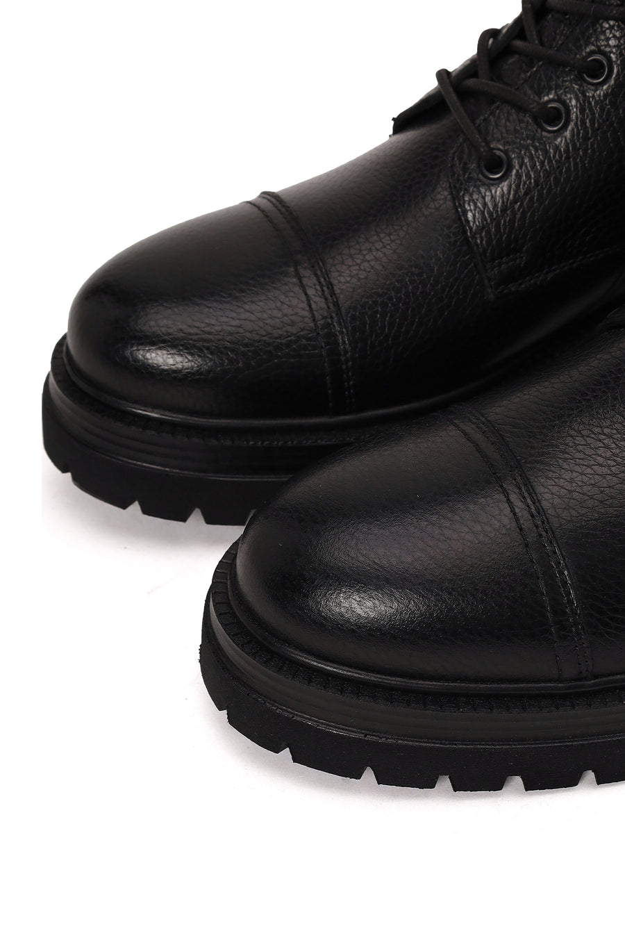 Male Black Lace-up Zip Closure Leather Casual Boots
