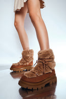 Women's Brown Plush Suede Leather Boots | Derimod