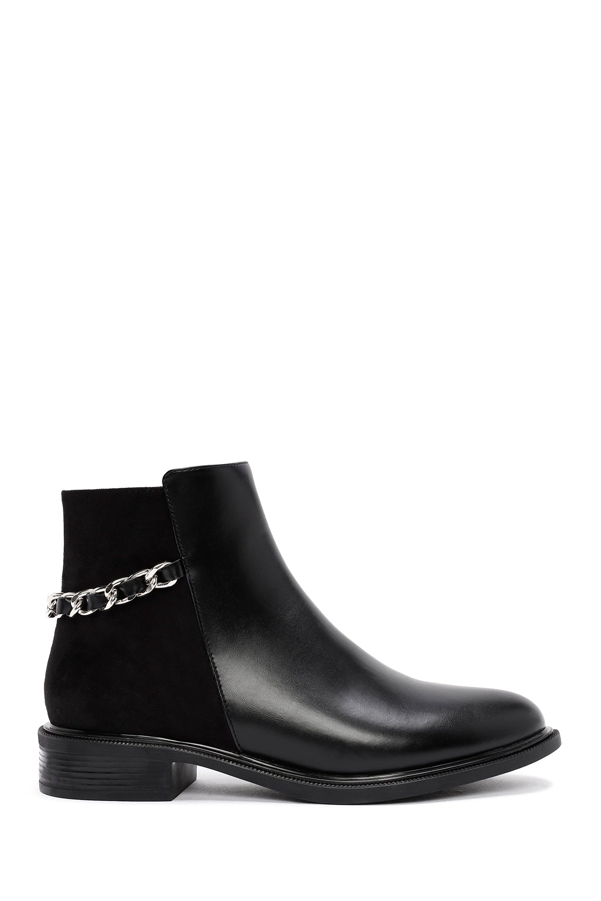 Women's Black Chain Detailed Zipper Boots 24WFE401714 | Derimod