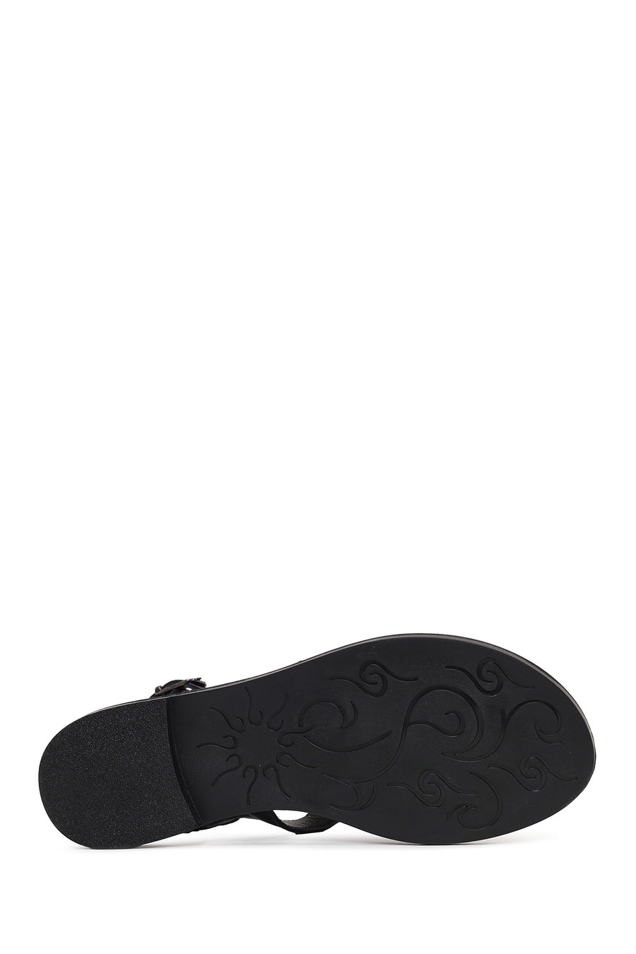 Women's Black Leather Flip-Flop Sandals