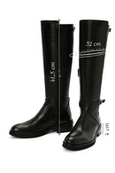 Women's Black Buckle Zippered Leather Boots | Derimod