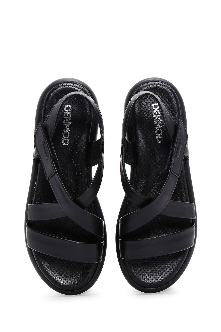 Kadın Siyah Deri Comfort Sandalet