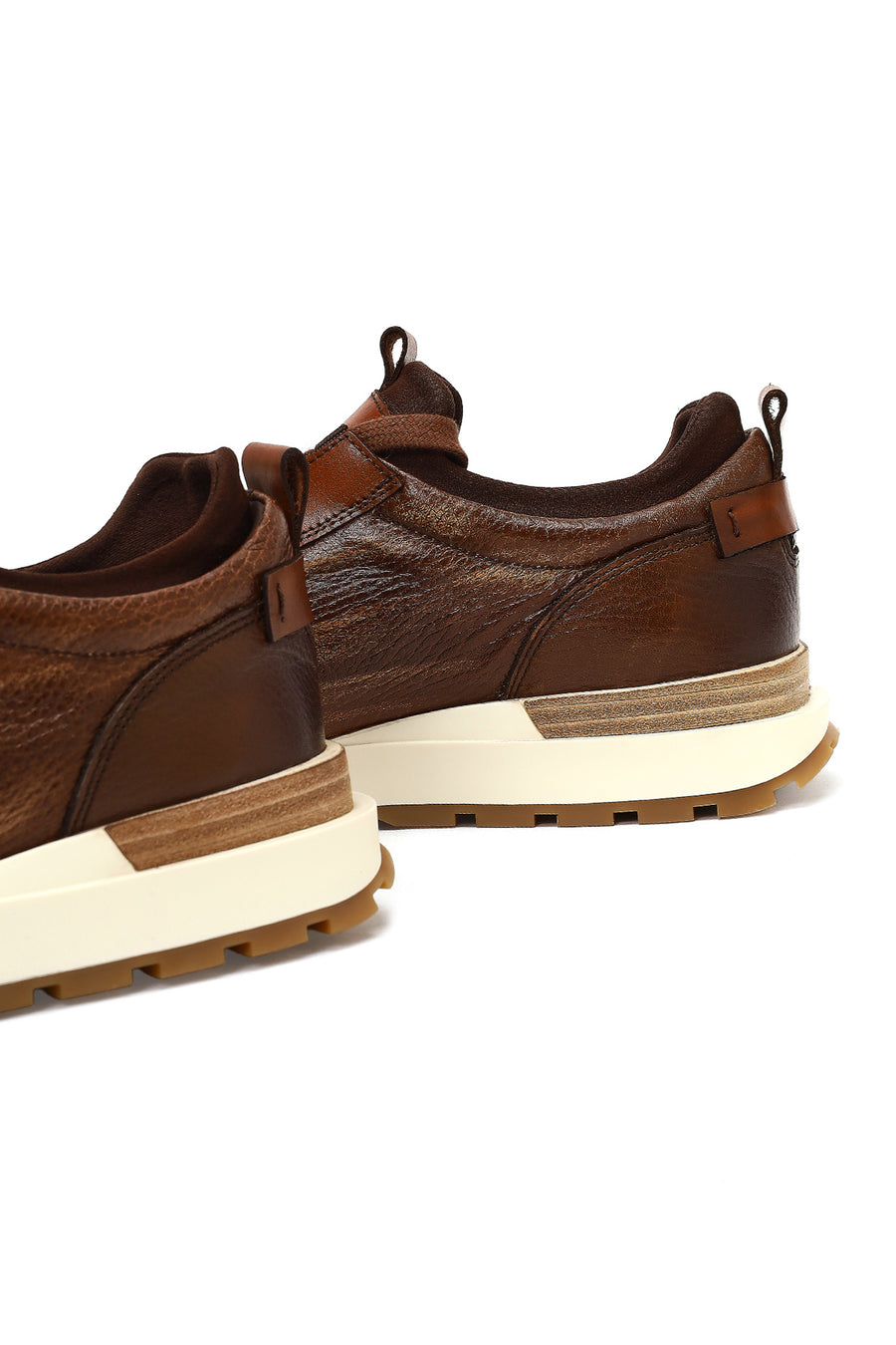 Men's Brown Thick-Soled Leather Casual Sneaker