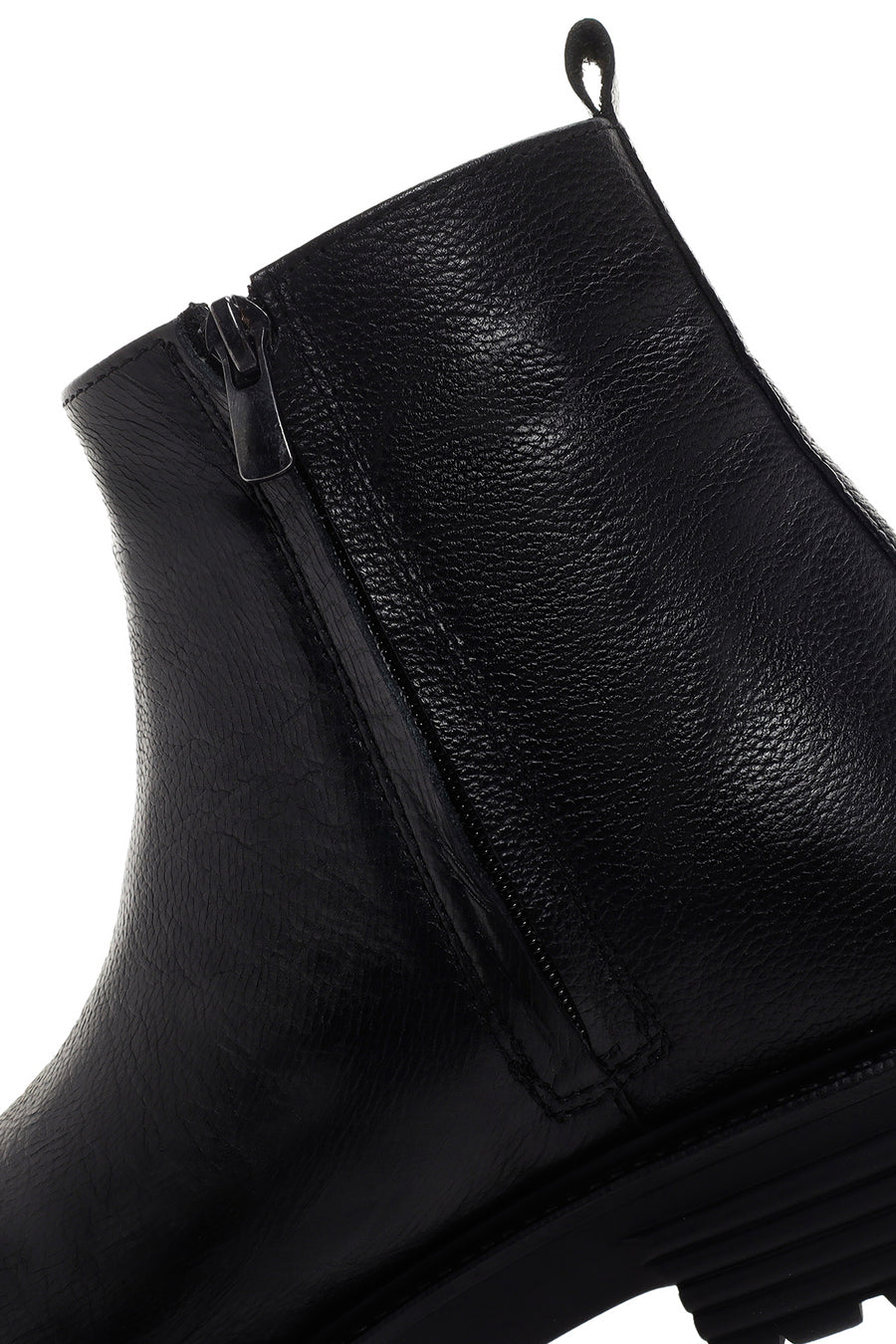 Men's Black Zippered Leather Casual Boots