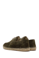 Men's Khaki Suede Leather Espadrille | Derimod