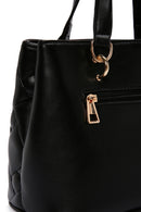 Women's Black Long Strap Quilted Handbag with Accessory Detail | Derimod