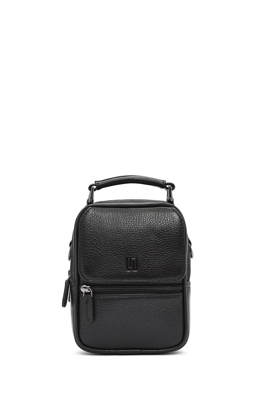 Men's Black Leather Handbag