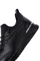 Women's Black Thick Sole Leather Casual Sneaker | Derimod