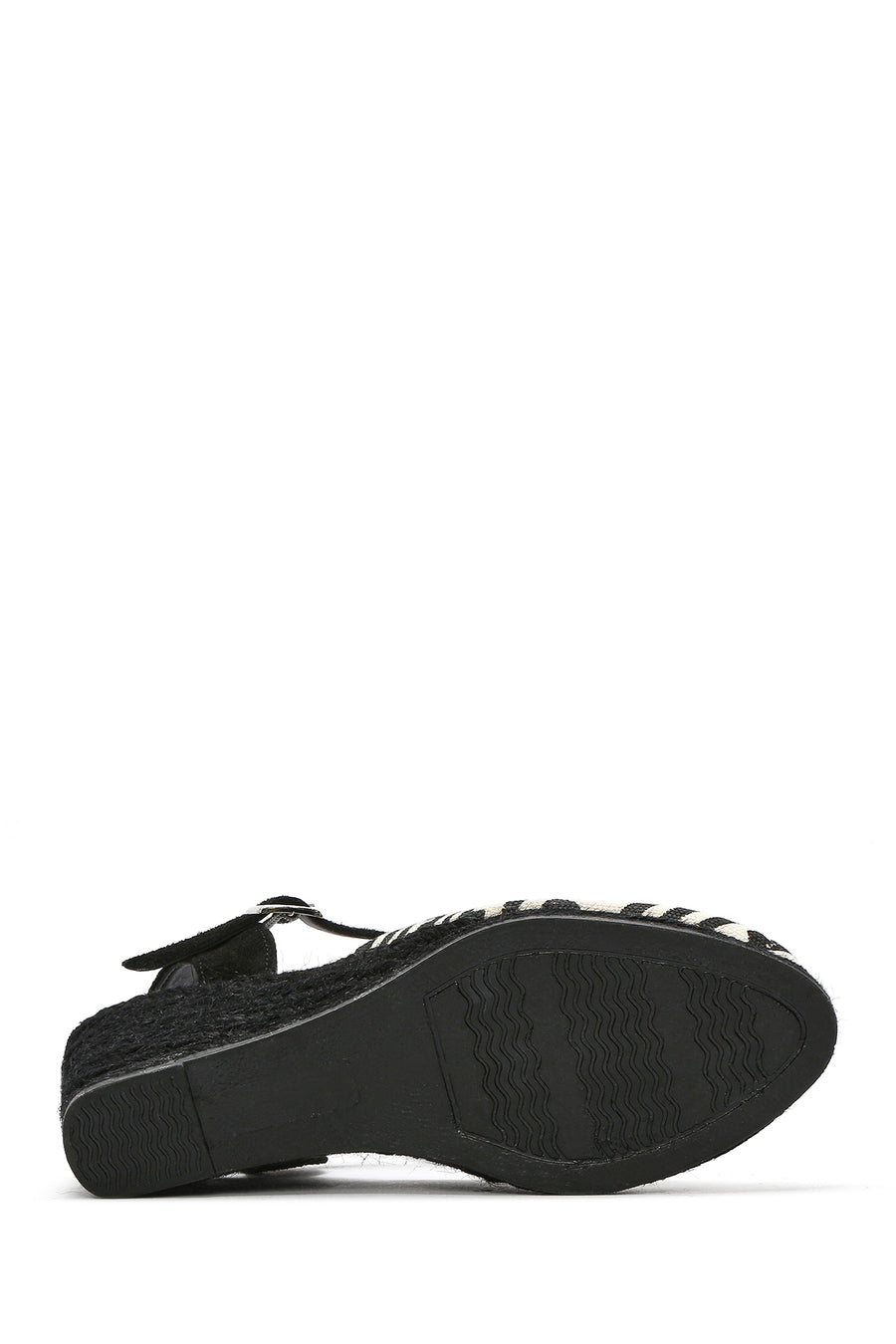 Kastamonu Stone Print Women's Black Patterned Wedge Heeled Espadrille Sandals