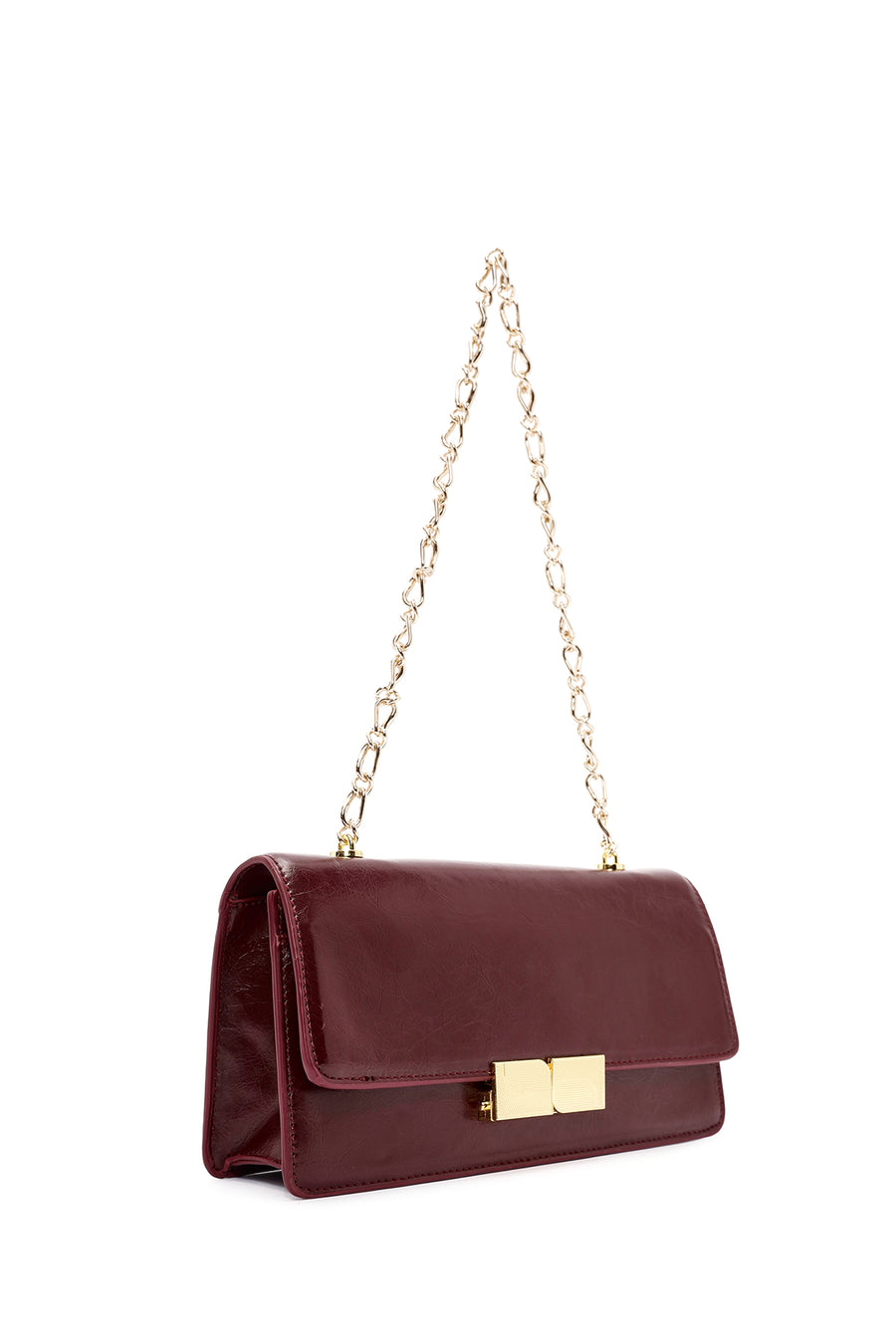 Women's Burgundy Chain Strap Shoulder Bag