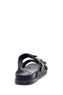 Women's Black Double Buckle Slippers | Derimod