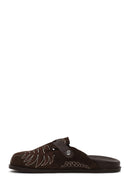 Woman Brown Open-Back Suede Slipper | Derimod