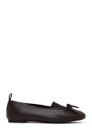Woman Brown Leather Ballet Flat | Derimod