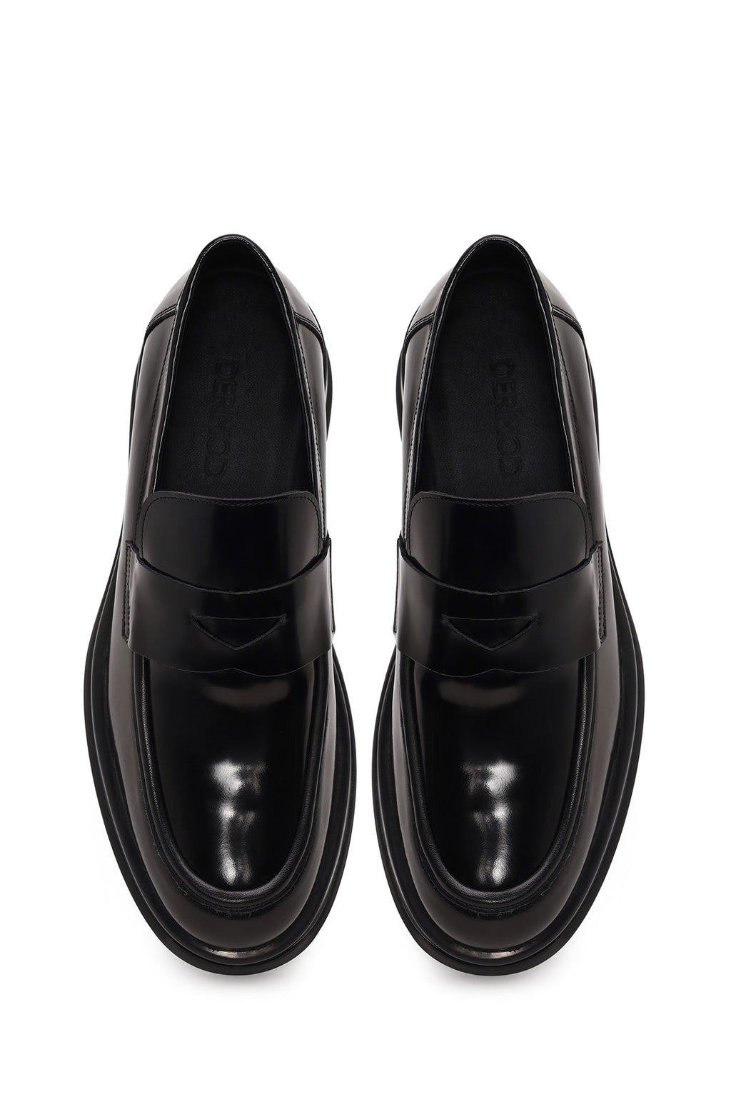 Erkek Siyah Kalın Tabanlı Deri Casual Loafer