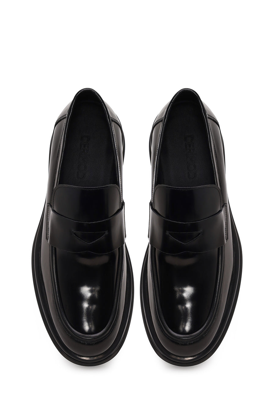 Erkek Siyah Kalın Tabanlı Deri Casual Loafer