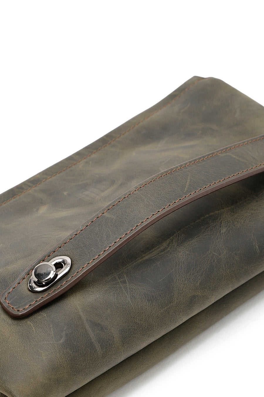 Men's Khaki Leather Handbag