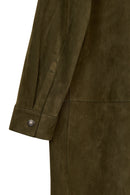 Los Angeles Woman Green Suede Coat | Derimod
