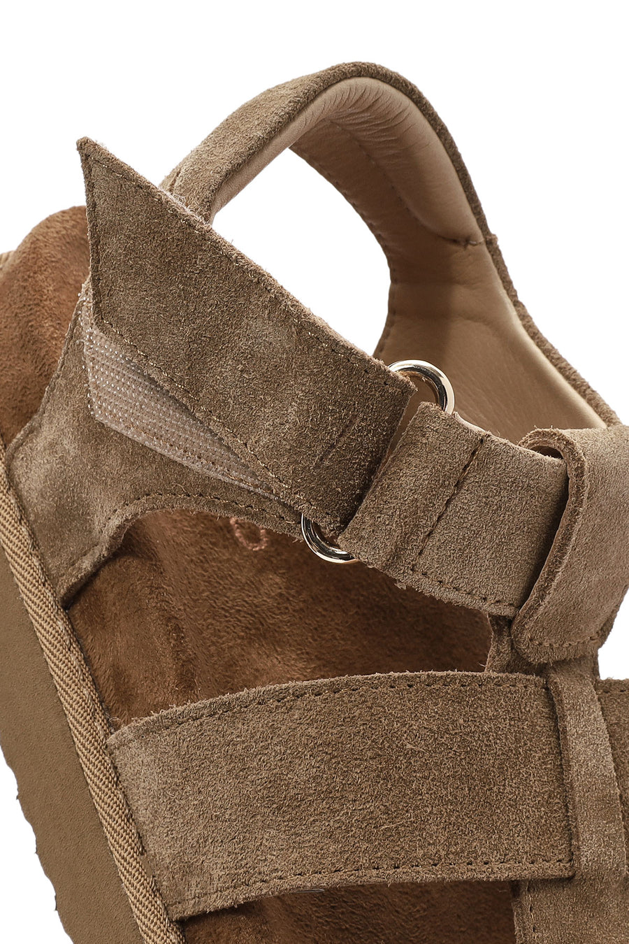 Women's Brown Thick Soled Suede Leather Sandals