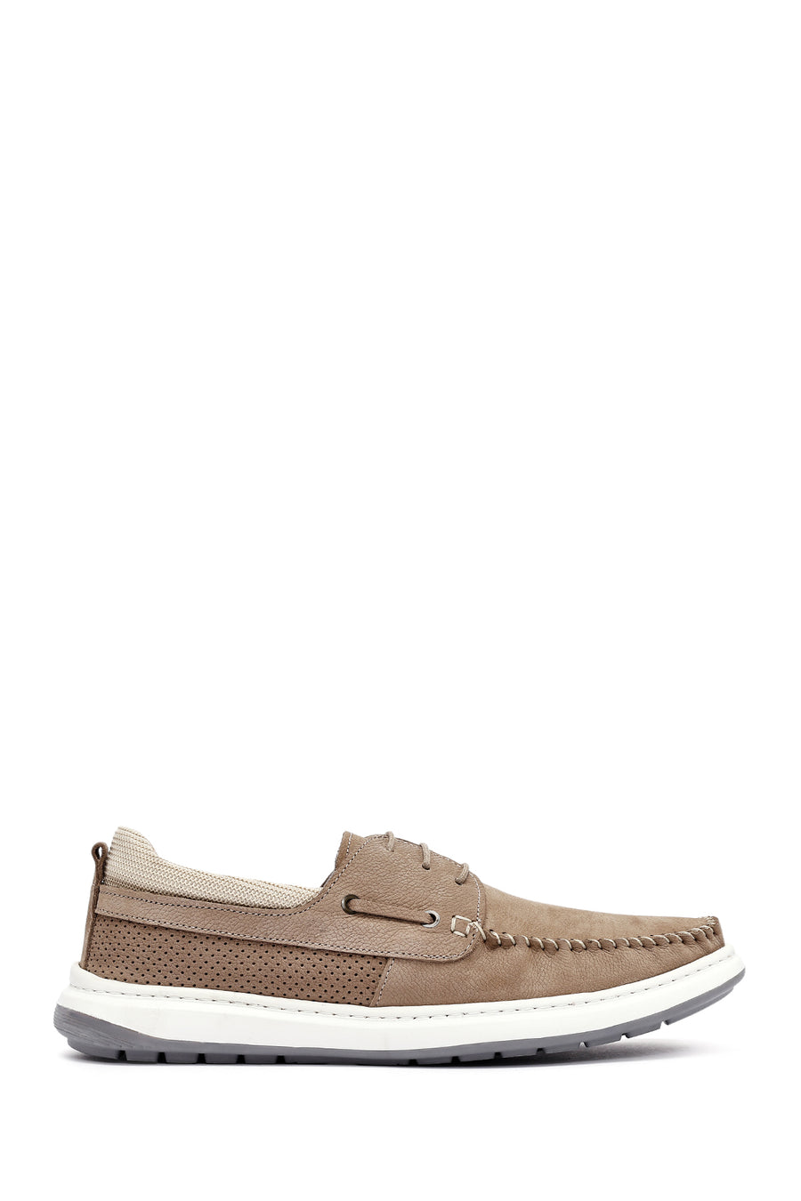 Men's Beige Lace-Up Chunky Sole Nubuck Leather Casual Shoes 26SFD6810V3 | Derimod