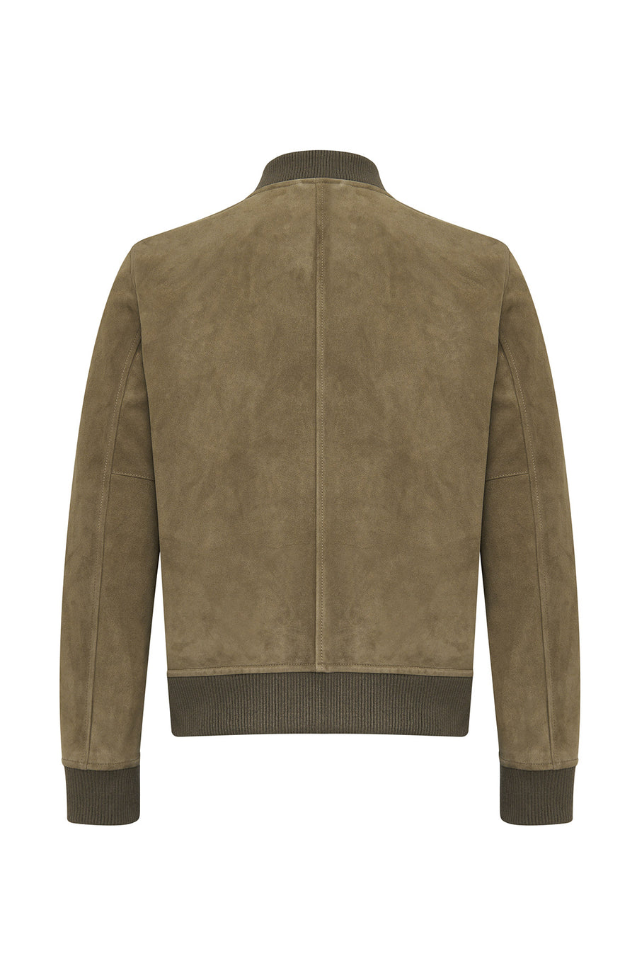 Foden Men's Green Zippered Knitted Suede Leather Jacket