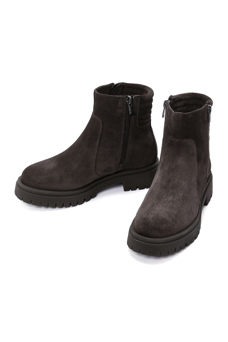 Women's Brown Zippered Casual Suede Leather Boots