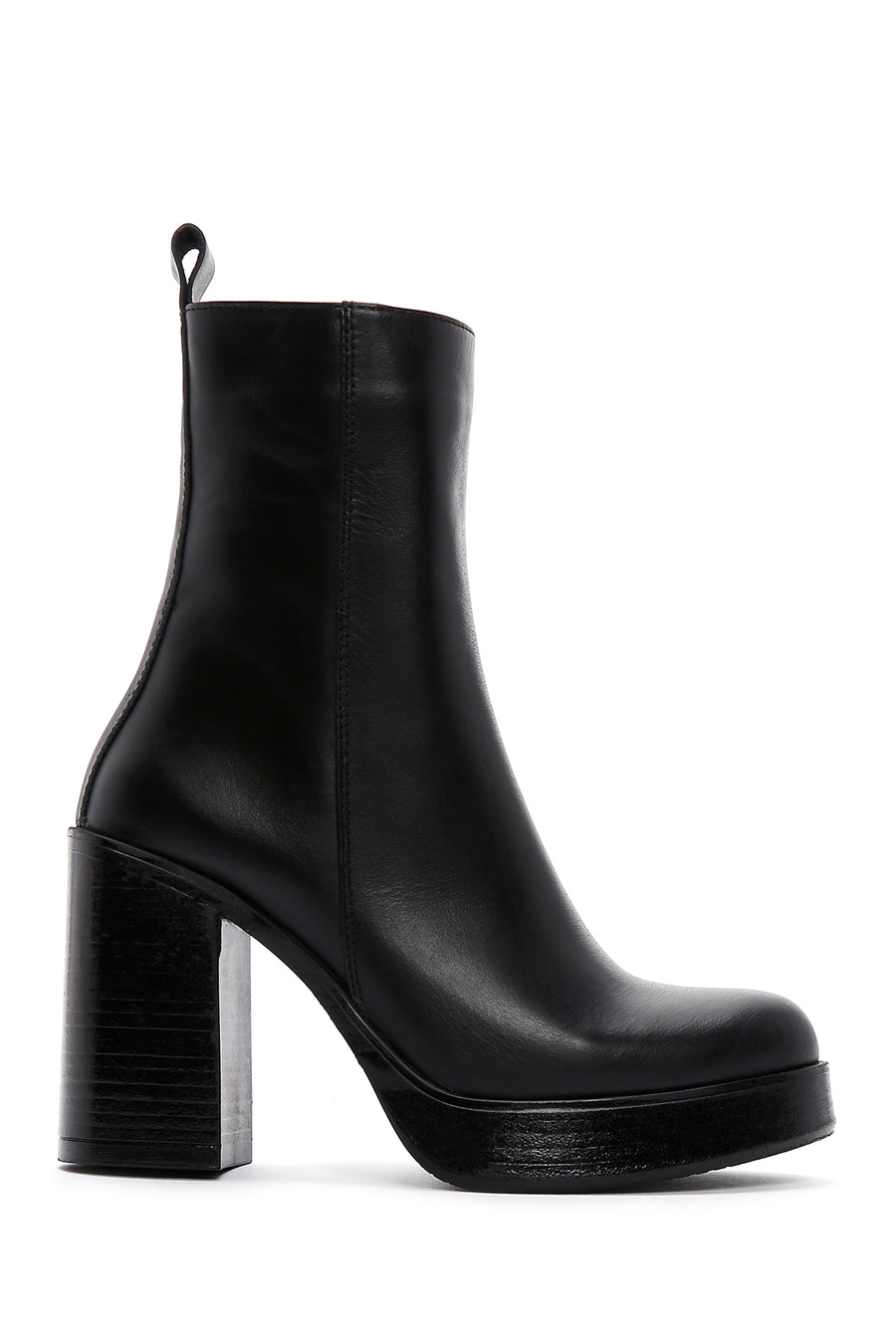 Women's Black Leather Platform High Heel Boots 23WFD188818 | Derimod