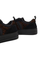 Woman Black Lace-Up Patterned Leather Sneaker | Derimod