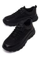 Male Black Lace-Up Thick-Soled Leather Casual Sneaker | Derimod