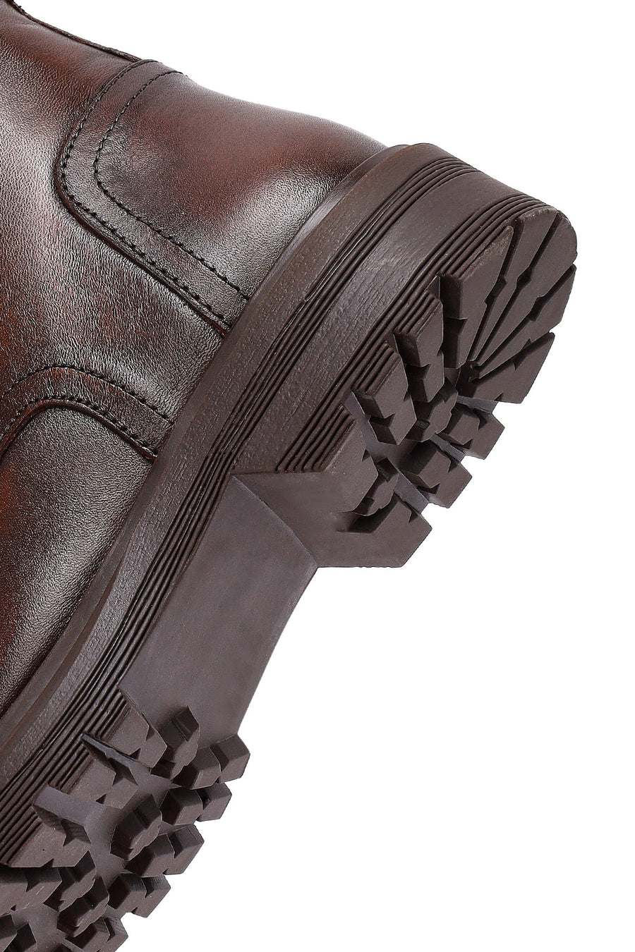 Woman Brown Zippered Leather Postal Boots