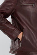 Maxim Men's Claret Red Leather Jacket | Derimod