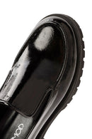 Women's Black Patent Leather Masculine Loafer | Derimod