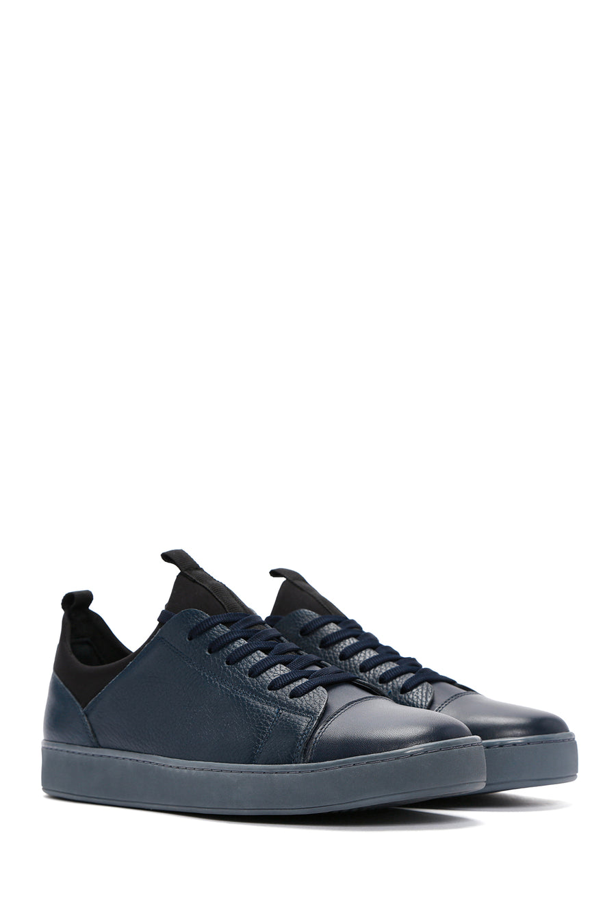 Erkek Lacivert Deri Sneaker