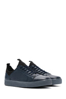 Men's Navy Blue Leather Sneaker | Derimod