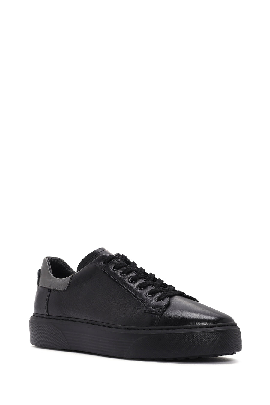 Men's Black Lace-up Leather Sneaker