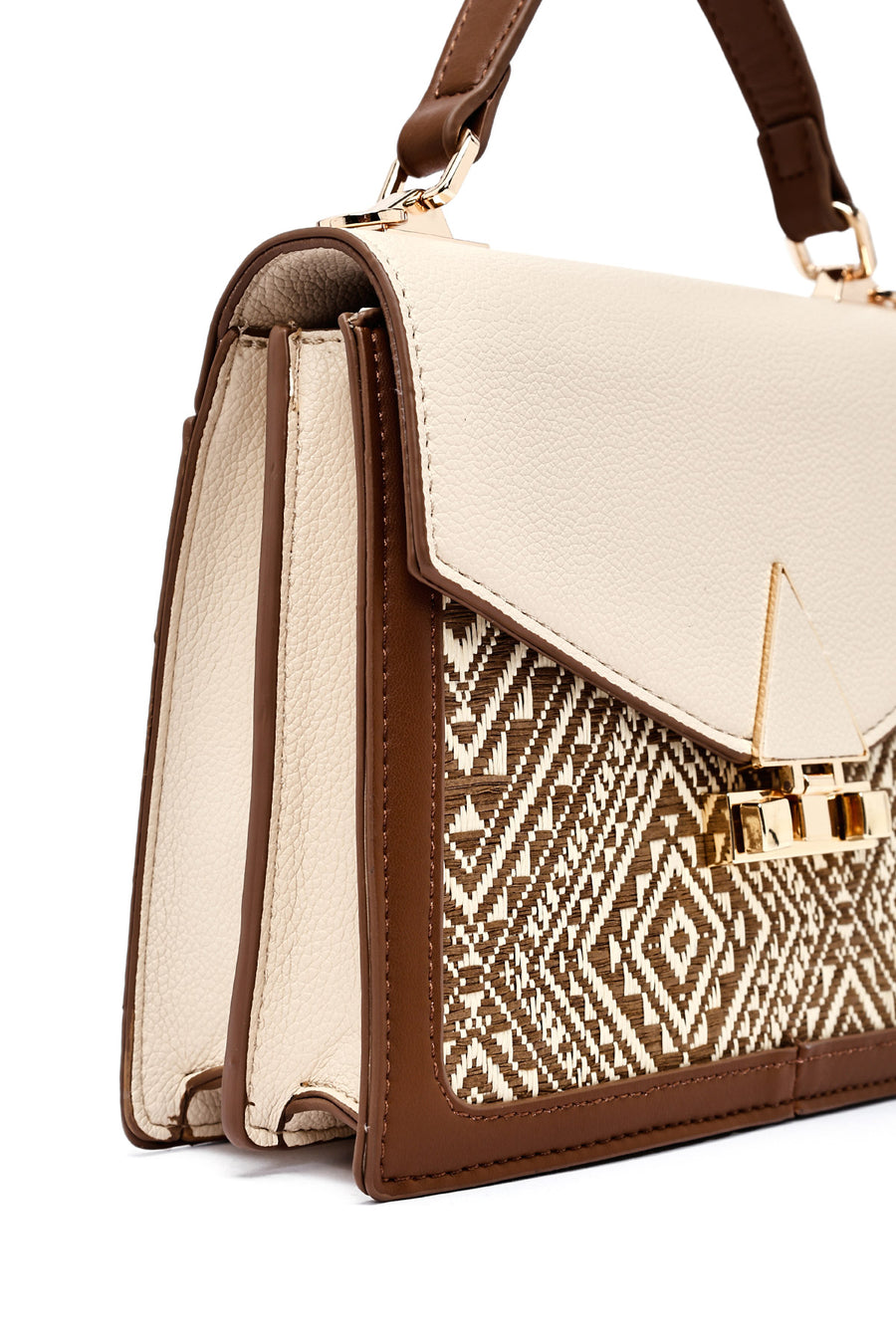 Women's Beige Long Strap Patterned Handbag