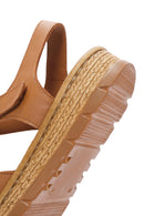 Women's Tan Ankle Strap Leather Comfort Sandals | Derimod