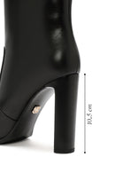 Women's Black Zipper Heeled Leather Boots | Derimod