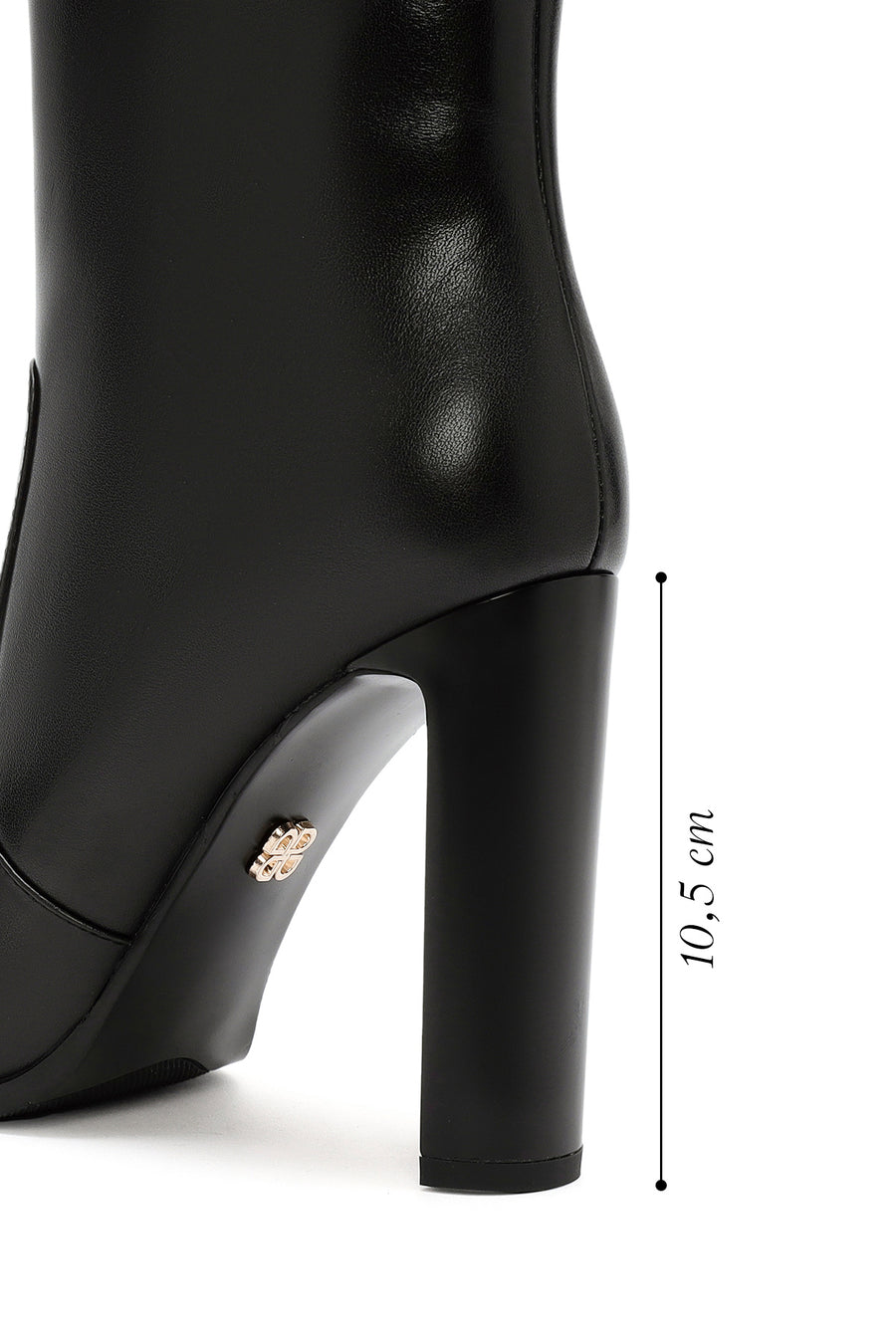 Women's Black Zipper Heeled Leather Boots